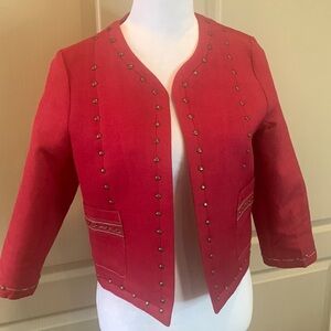 Harlow and Graham Open Studded Red Jacket, Small